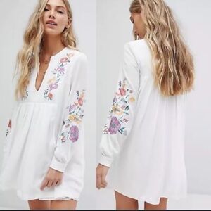 Free People Mia floral tunic dress long sleeve embroidered 26785